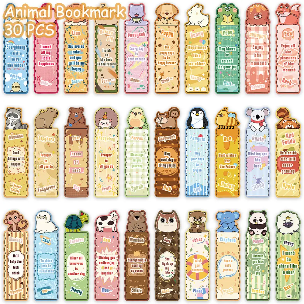 30 Cartoon Animal Theme Bookmarks