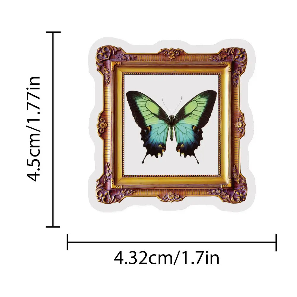 Retro Butterfly Transparent PET Stickers, 50-Piece Set
