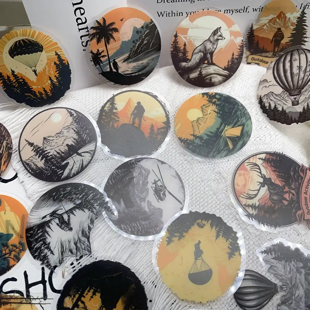 50 Transparent PET Stickers for Luggage and Helmets