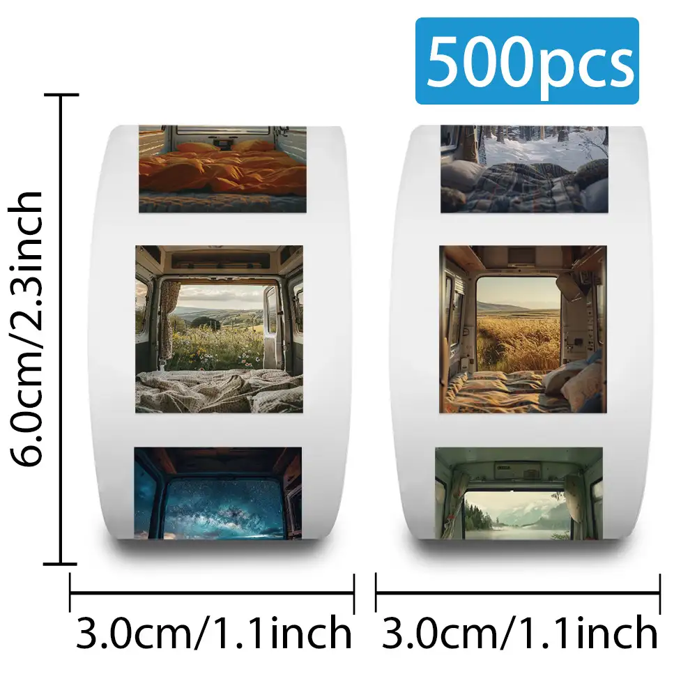 500-Sheet Camping Landscape Stickers for Luggage and Bikes