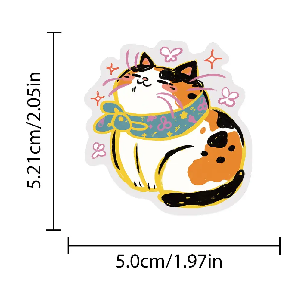 50張可移除透明卡通小貓貼紙