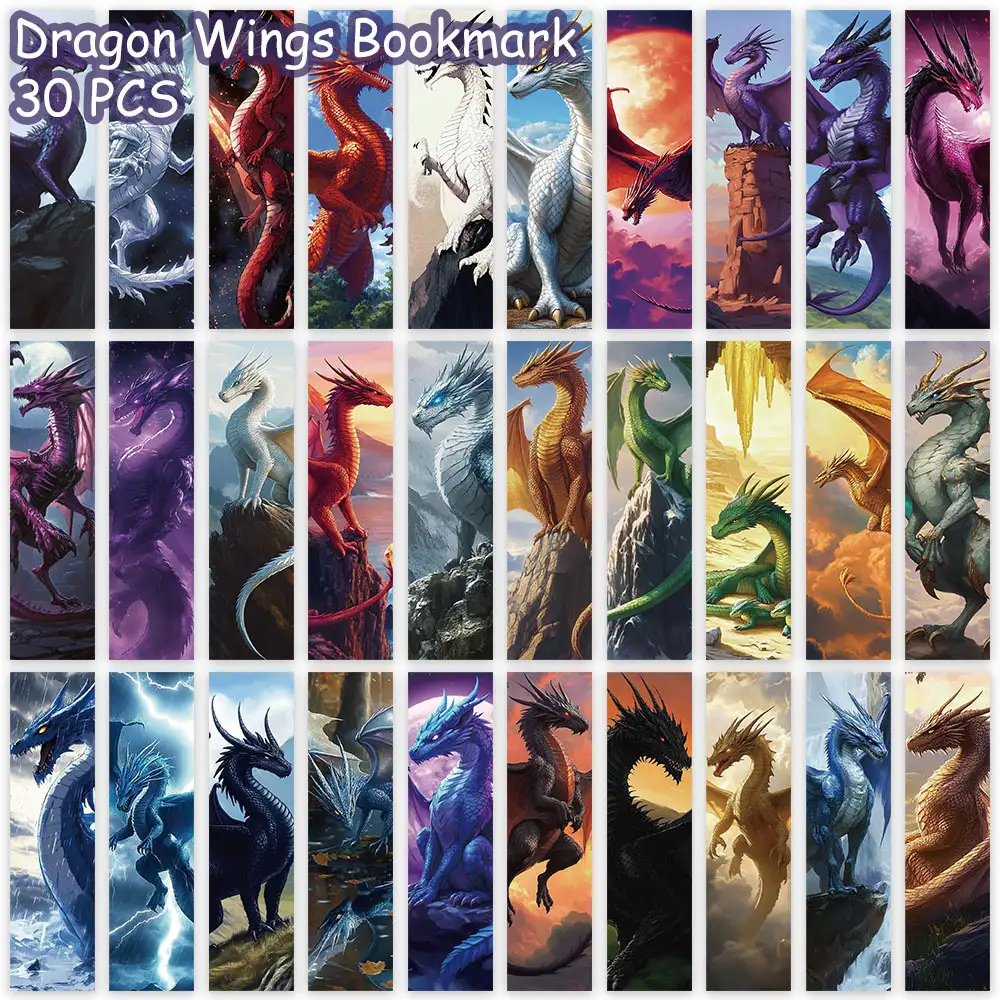 Fire Dragon Wings Fantasy Bookmarks, 30-Piece Set