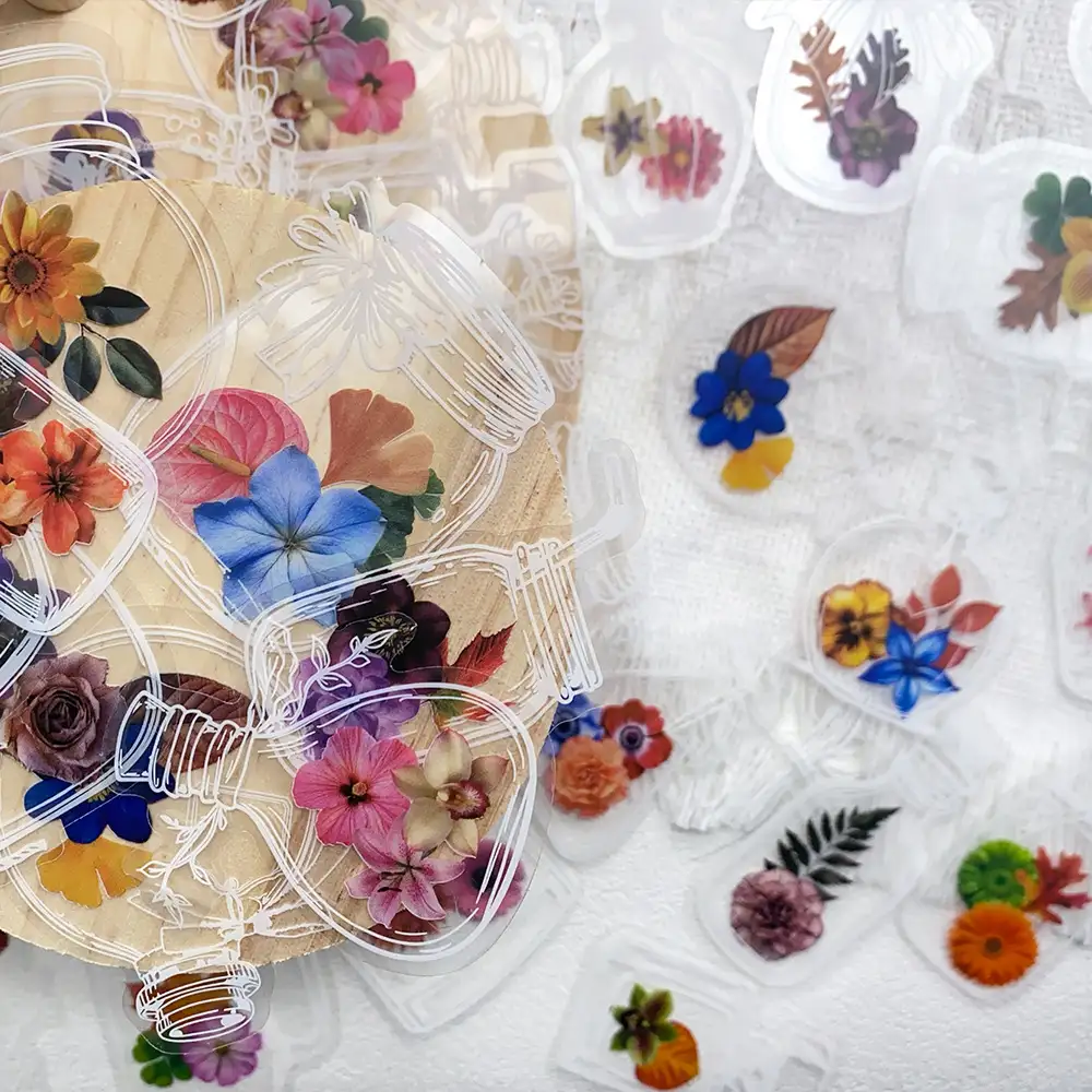 Transparent Bottled Dried Flower Stickers