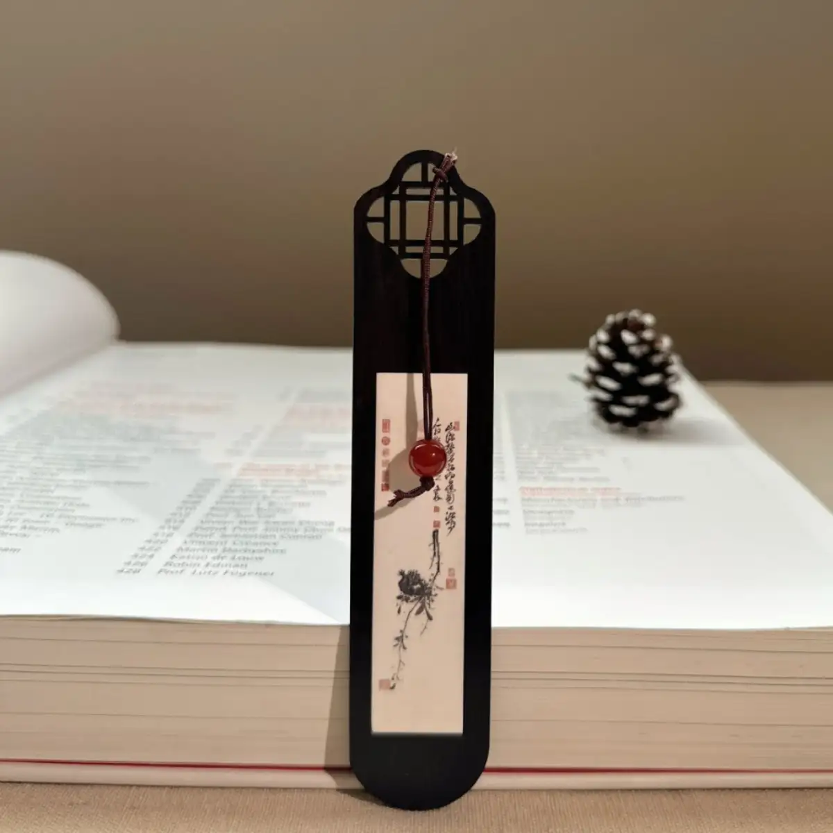 Chinese-Style Classical Wooden Bookmark Gift