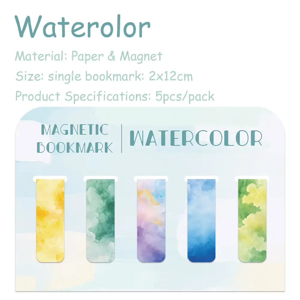 5-Pack Watercolor Cartoon Magnetic Bookmarks