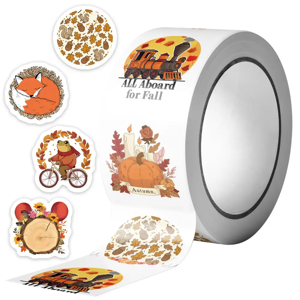 500-Piece Autumn Vintage Sticker Roll