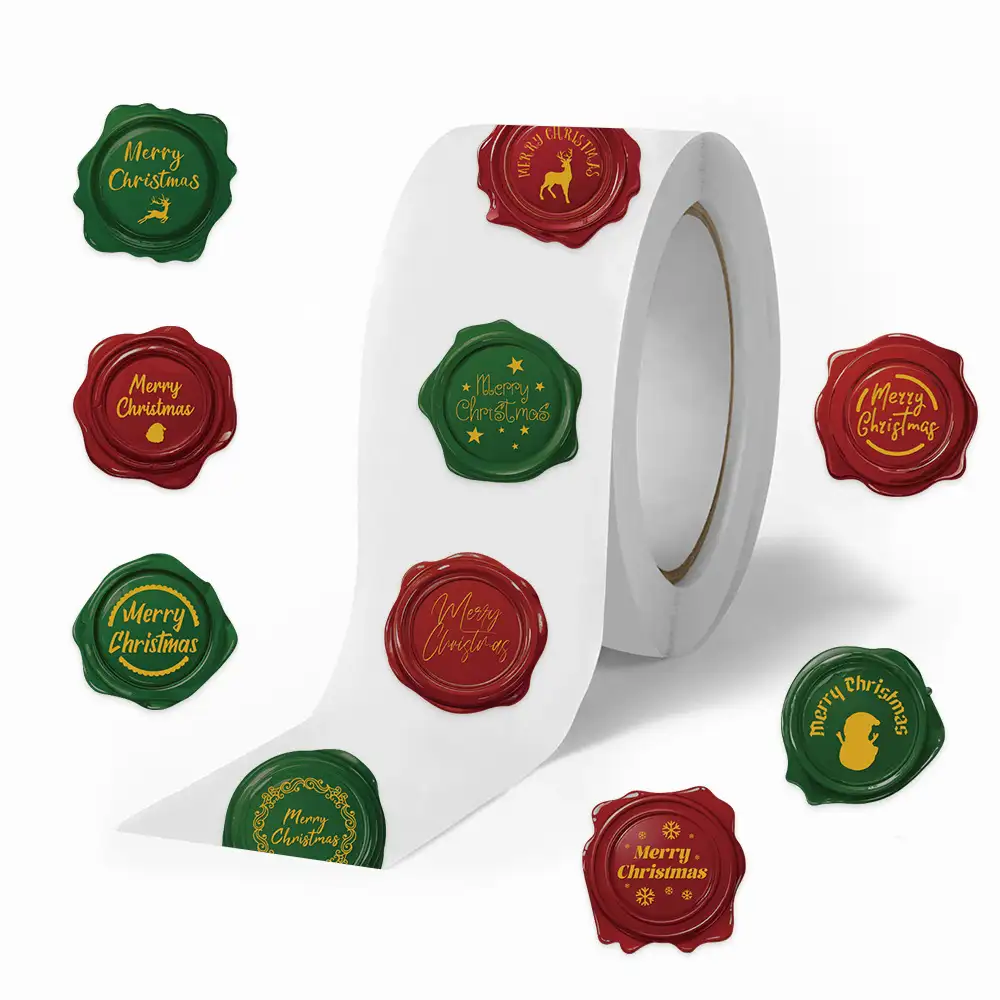 500-Sheet Christmas Sticker Roll for Gift Wrapping