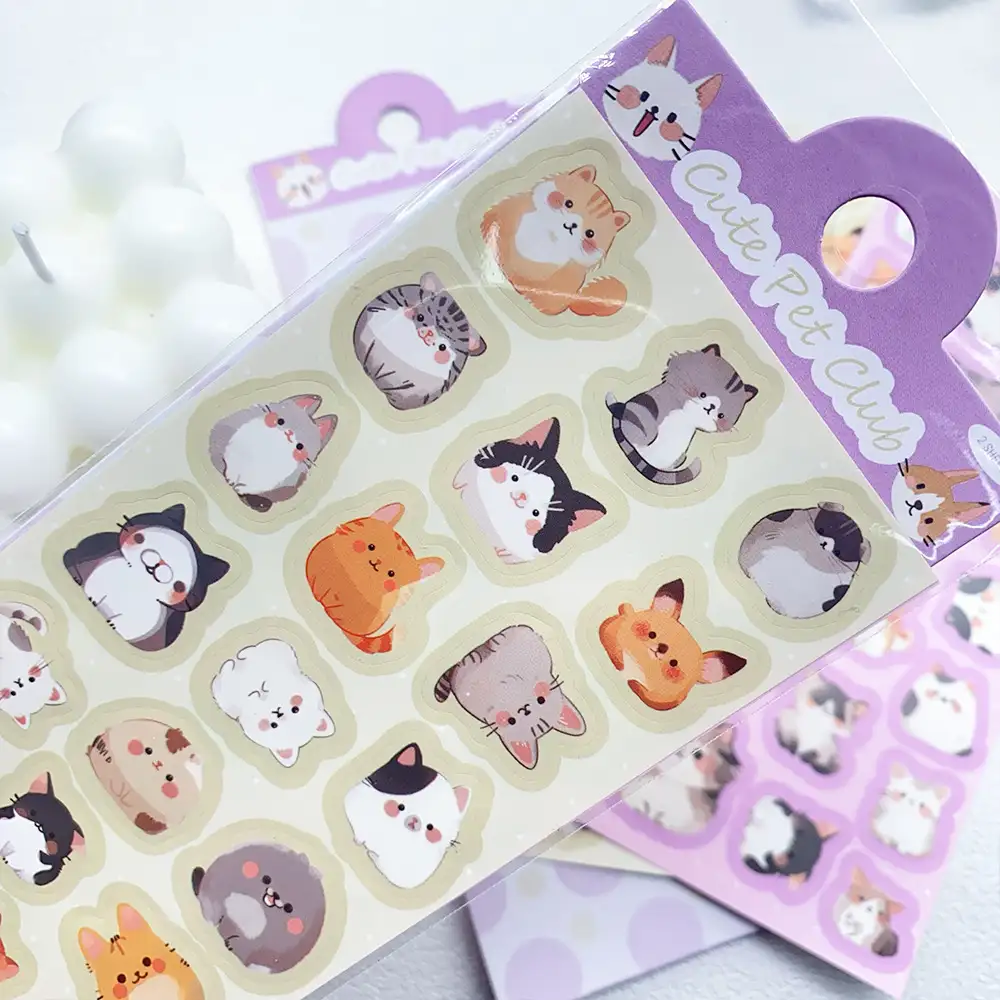 Cute Pet Club Waterproof PET Sticker Sheets, 2-Pack