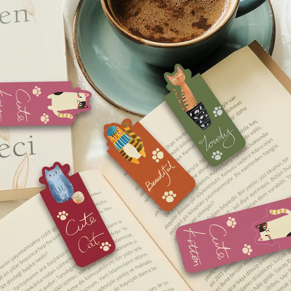 4-Pack Cute Cat Magnetic Bookmarks