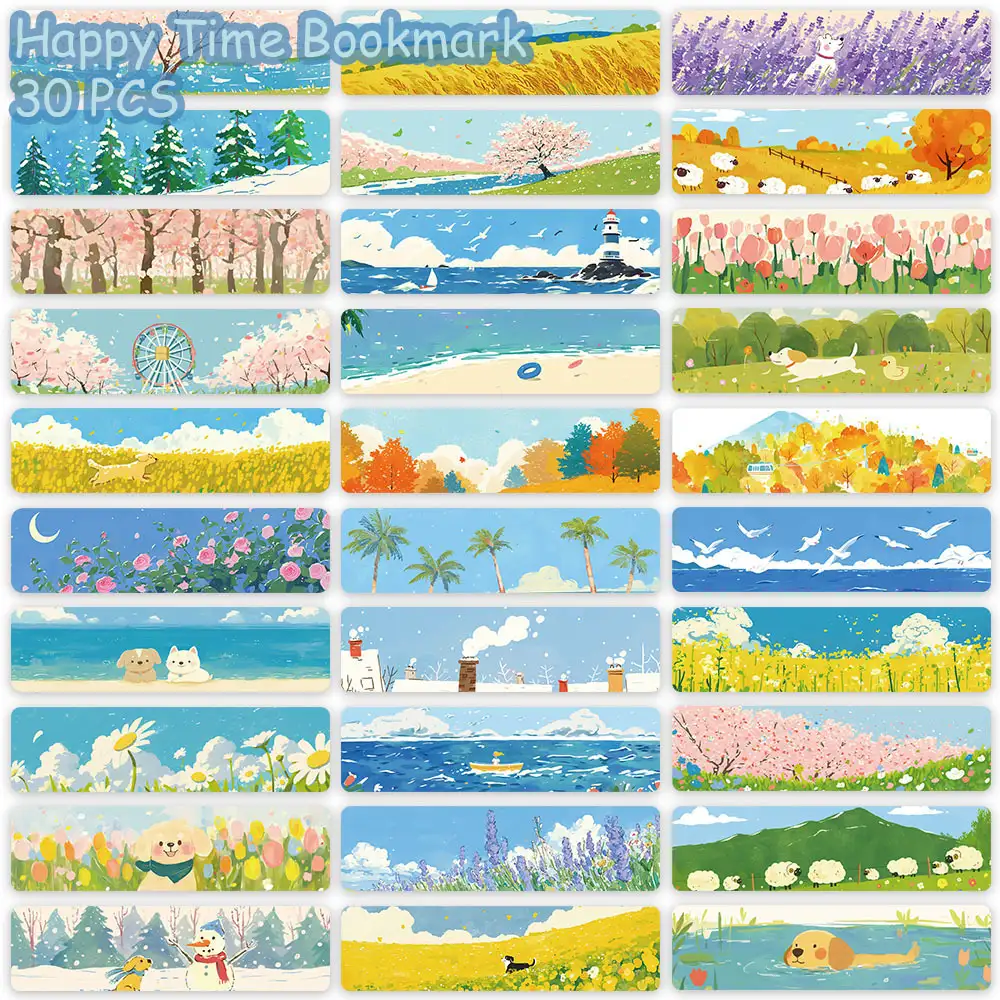 Happy Time Oil Painting Bookmarks, 30-Pack