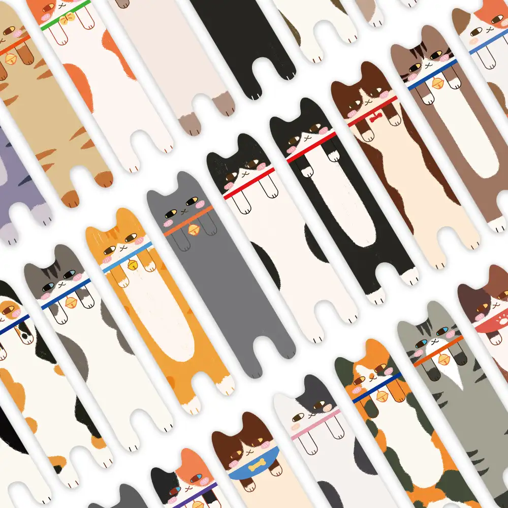30-Pack Cartoon Dull Cat Paper Bookmarks