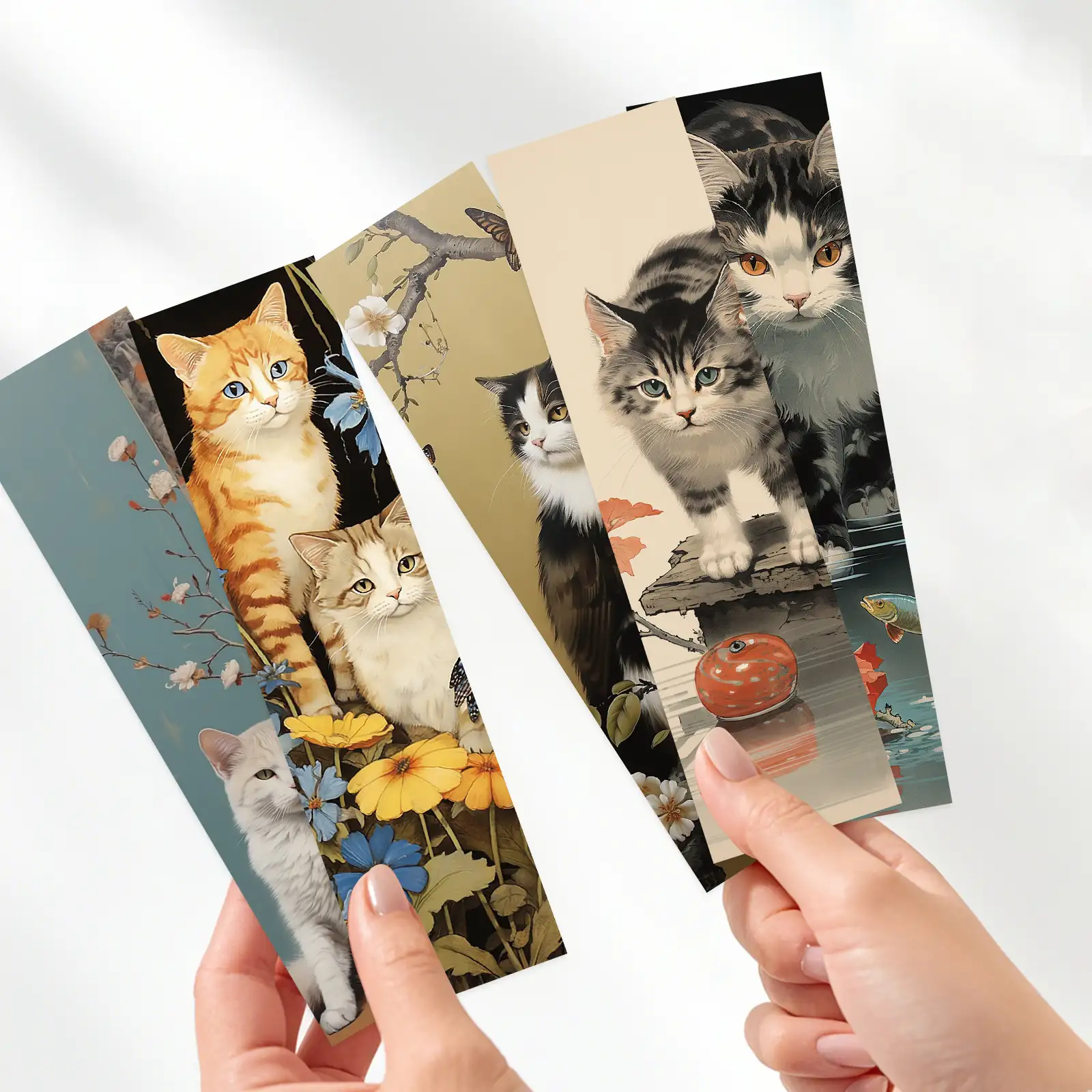 30 Cat Page Clip Bookmarks with Japanese Blessing Messages