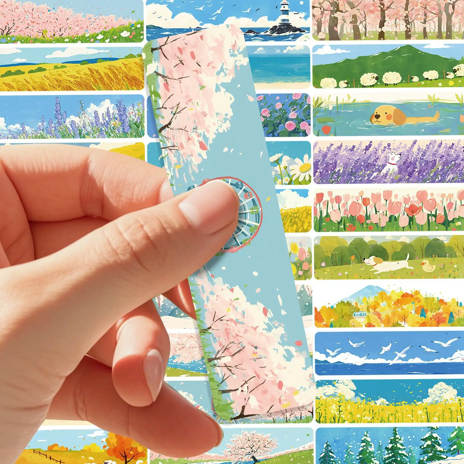 30-Piece Scenic Oil Painting Bookmark Set