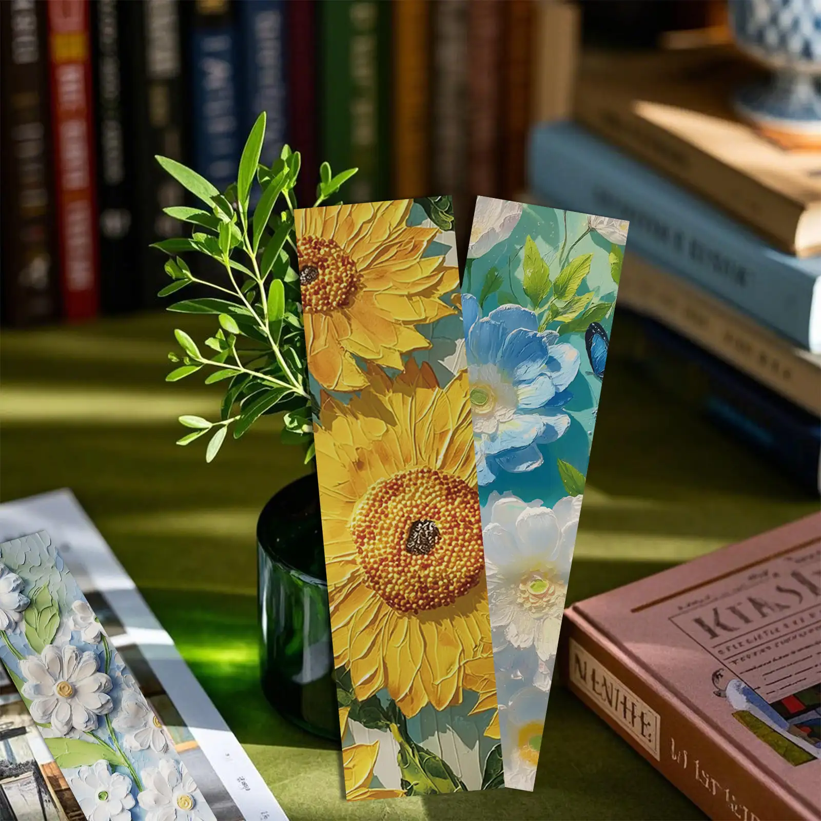 Qi Encounter 3D Oil Painting Flower Bookmarks, 30-Piece Set