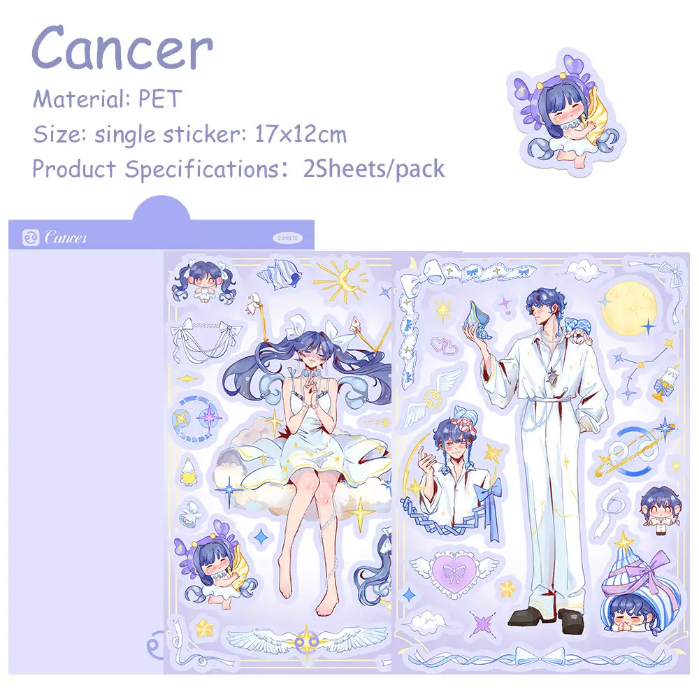 Cancer Zodiac Stickers, 2-Sheet Pack