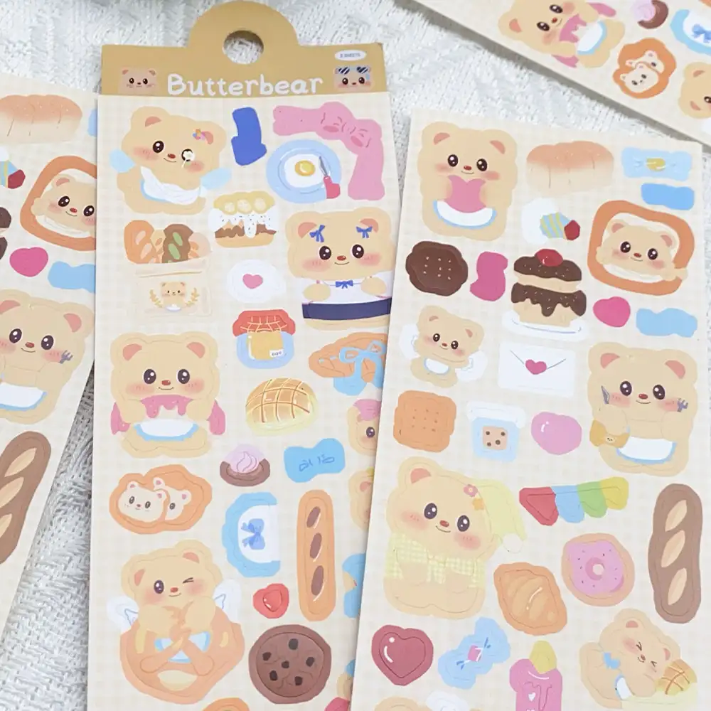 2-Pack Cute Butter Bear Waterproof Stickers