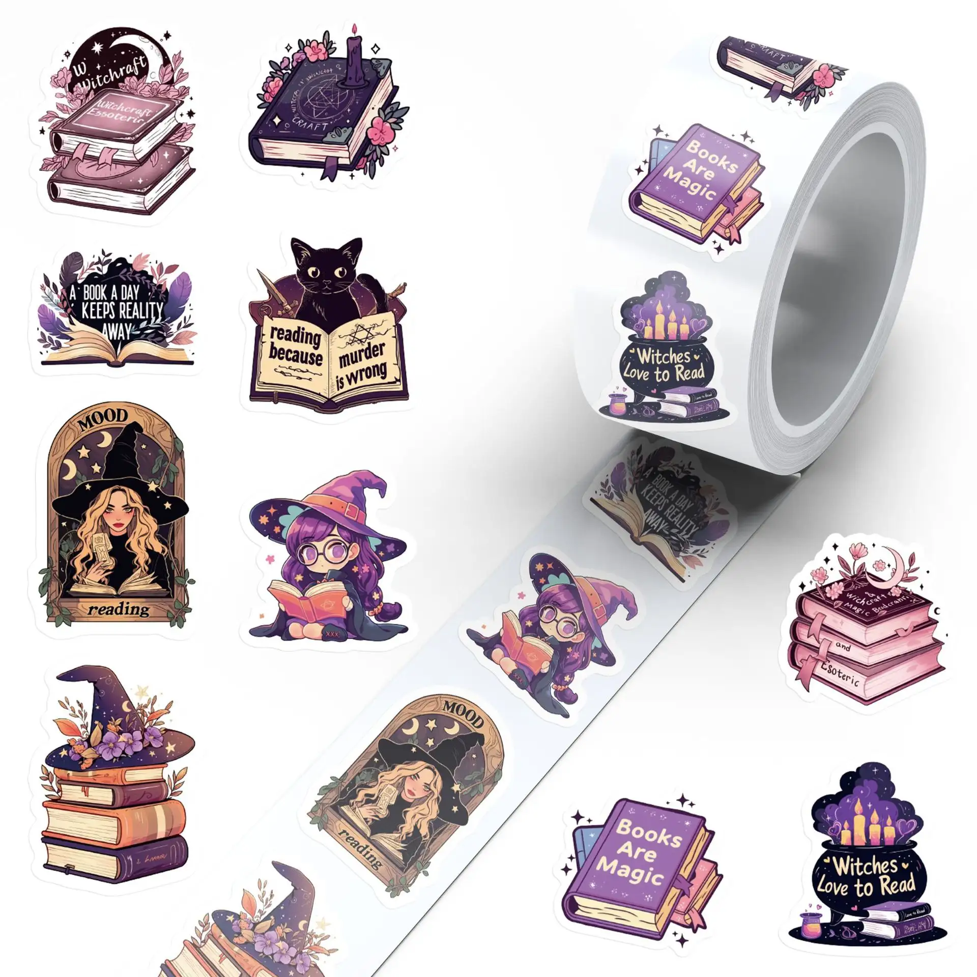 500-Sheet Bookish Sticker Roll for Laptops and DIY