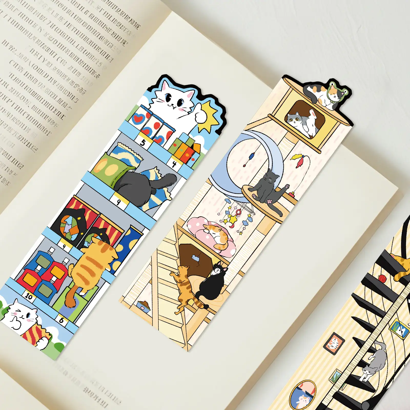 30 Cute Cat Bookmarks with Message Cards