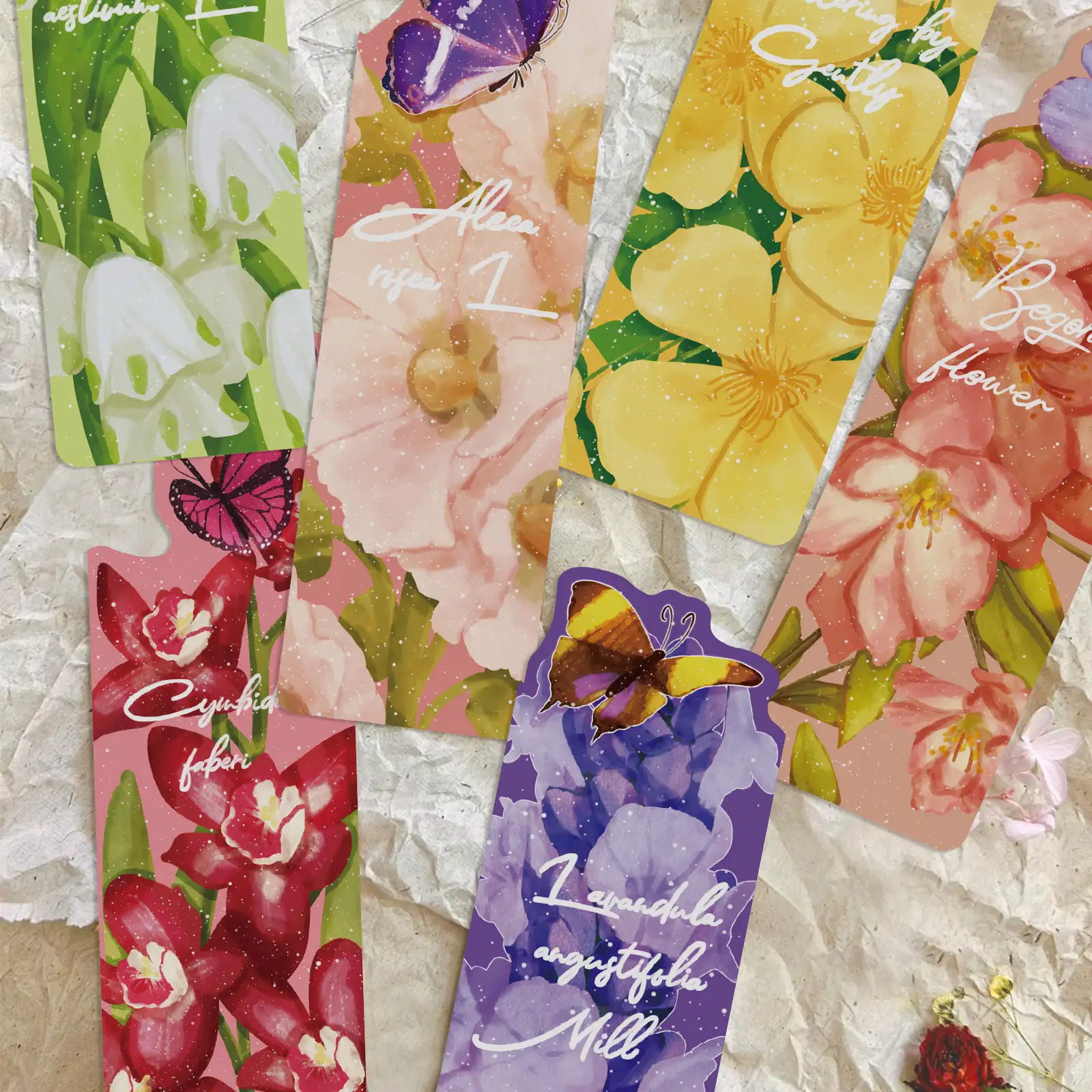 30 Butterfly Flower Bookmarks for Students