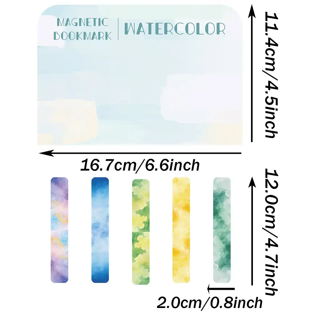 5-Pack Watercolor Cartoon Magnetic Bookmarks