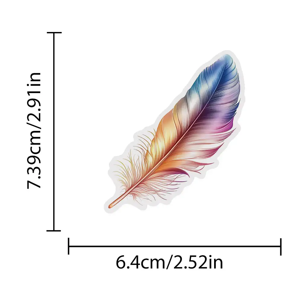 Realistic Feather Transparent PET Stickers, 50 Colors