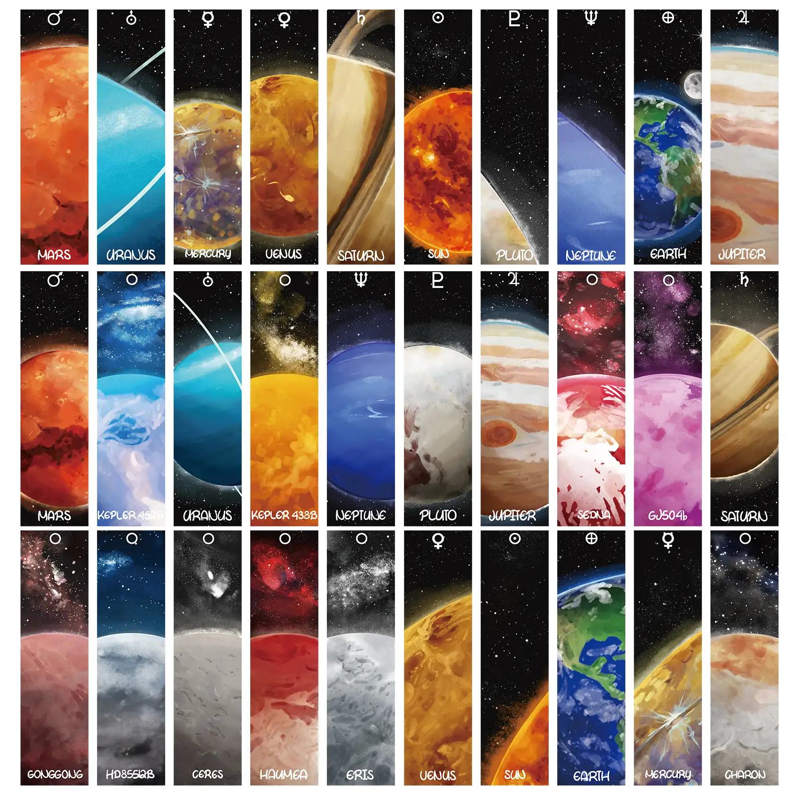 30 Solar System Planet Bookmarks
