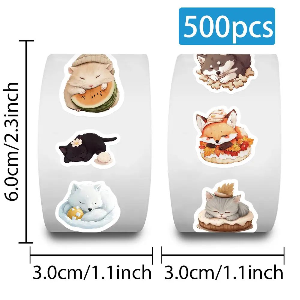 500張可愛睡覺動物貼紙卷