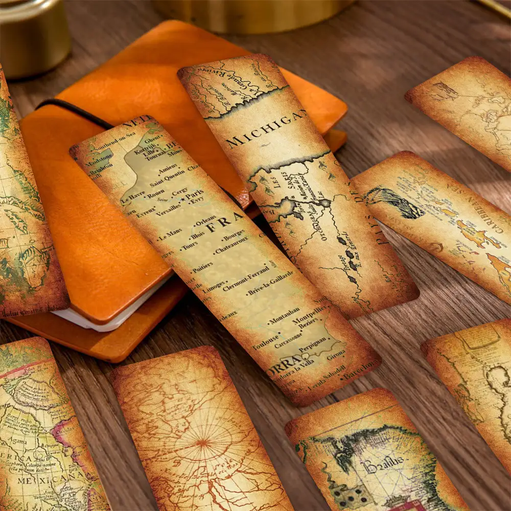 30-Piece Vintage Map Paper Bookmark Set