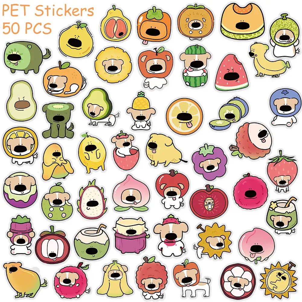 50 Cartoon Fruit Dog Waterproof Stickers