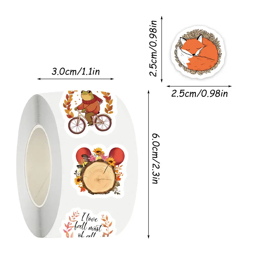 500-Piece Autumn Vintage Sticker Roll