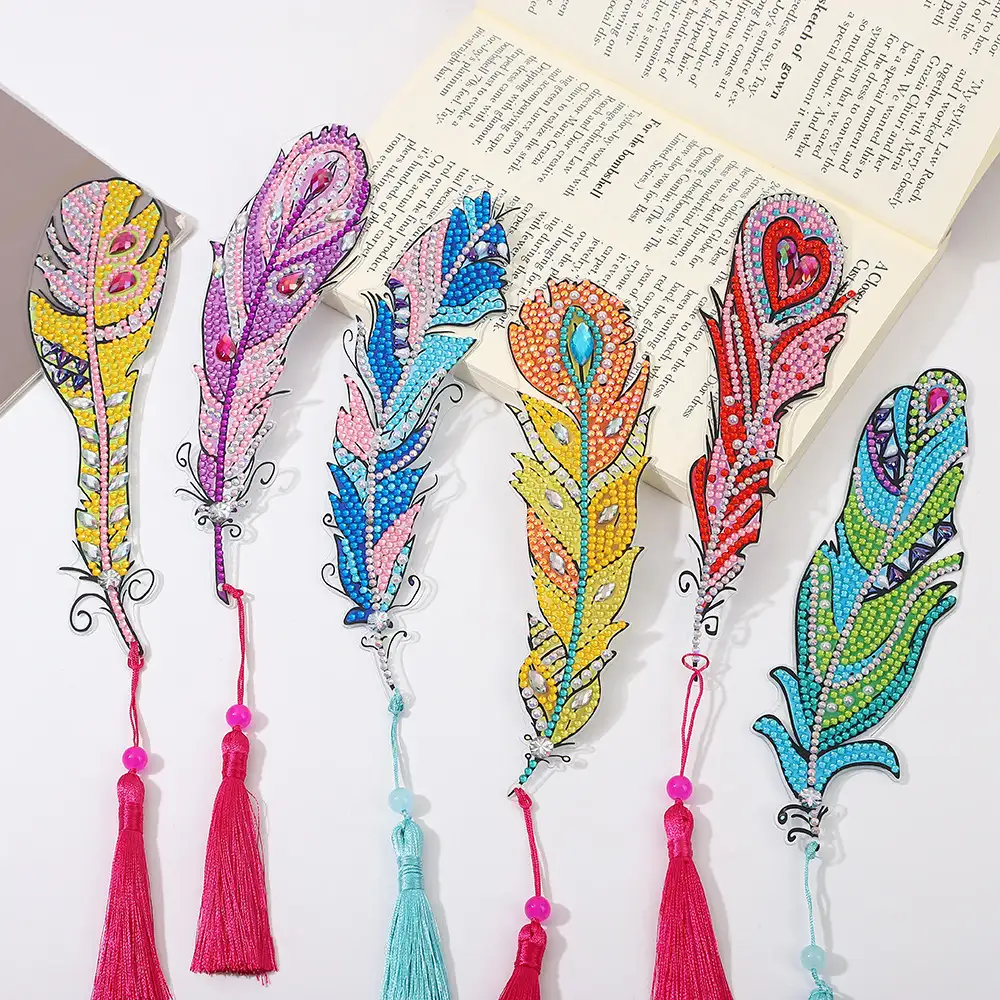 DIY Peacock Feather Diamond Painting Bookmark