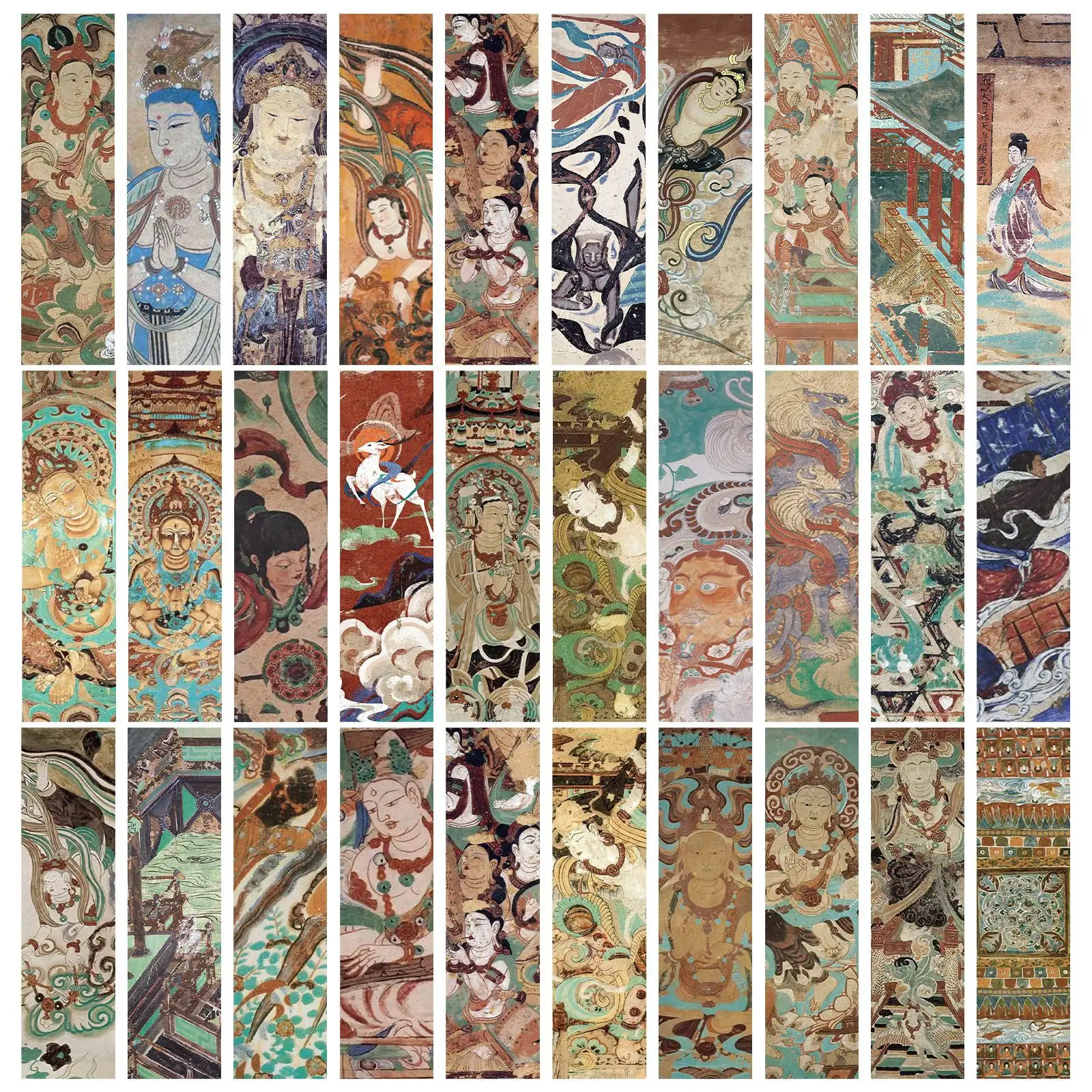 Qi Yu Dunhuang Mural Bookmarks, 30-Piece Set