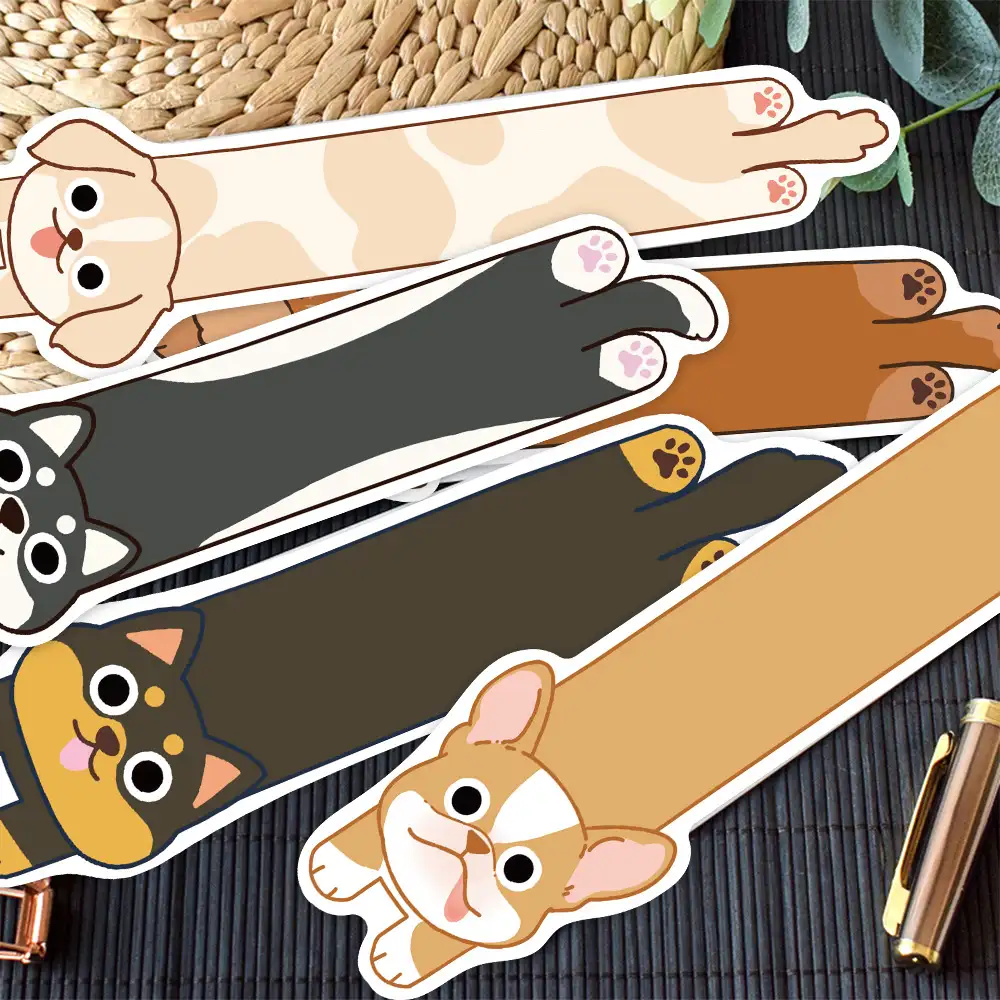 30-Pack Cartoon Cat and Puppy Paper Bookmarks