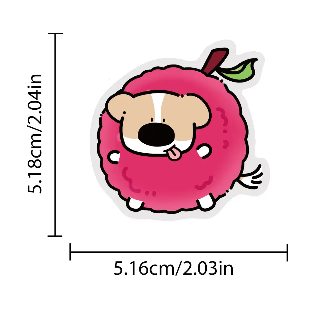 50 Cartoon Fruit Dog Waterproof Stickers