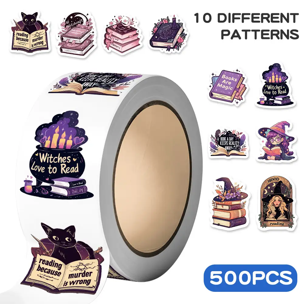 500-Sheet Bookish Sticker Roll for Laptops and DIY