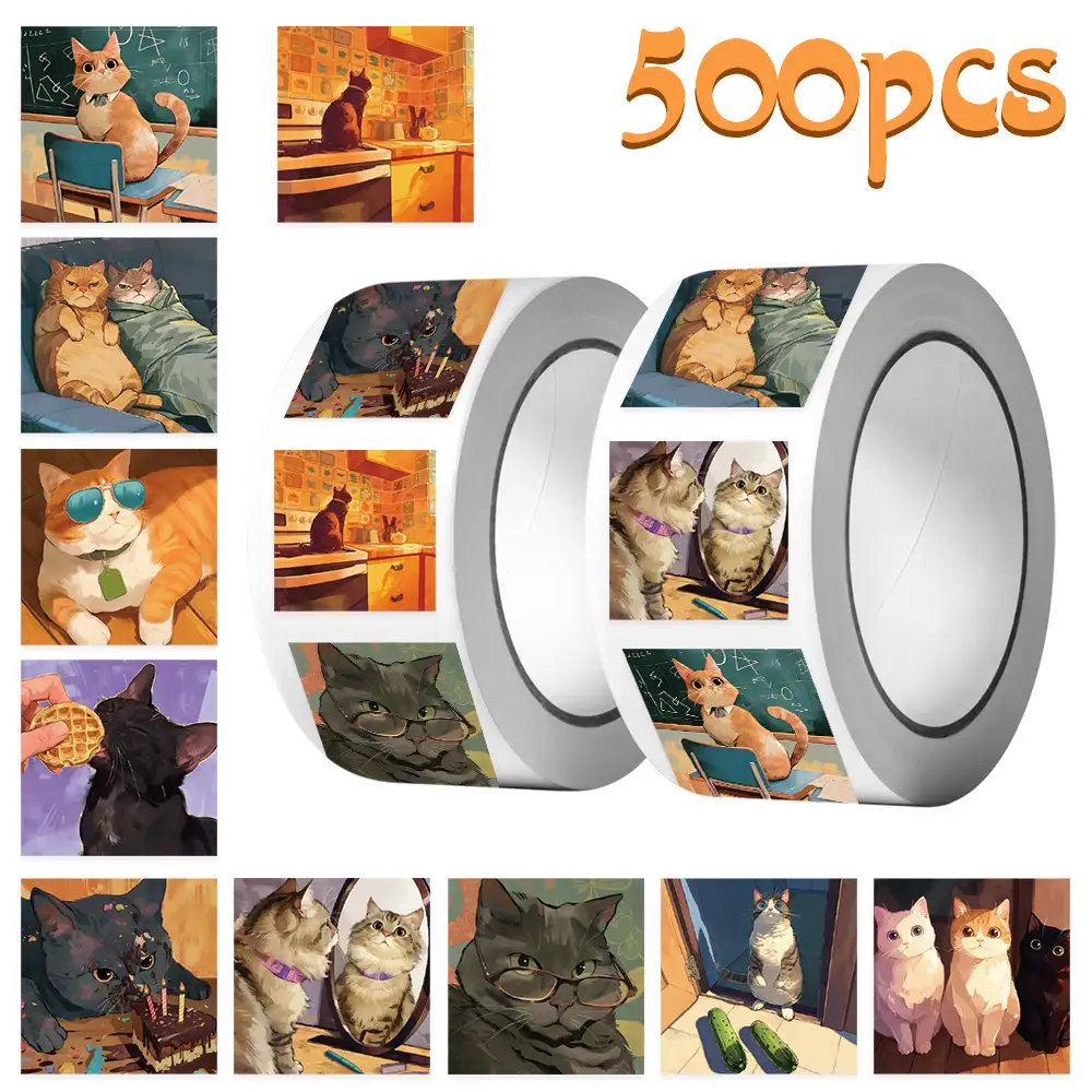 Cartoon Cat Decorative Sticker Roll