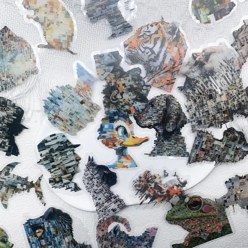 50 Animal Portrait Collage Stickers for Phones and Laptops