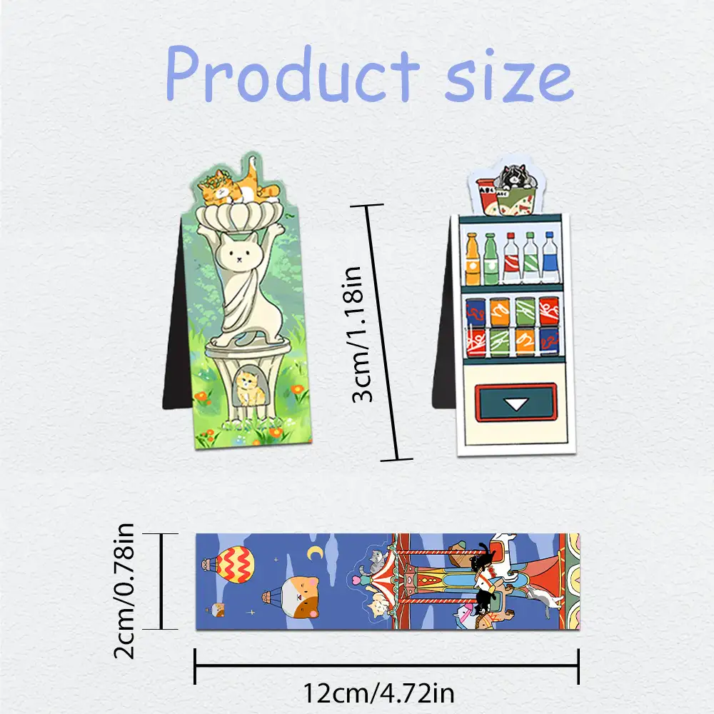 4-Pack Cat World Amusement Park Magnetic Bookmarks