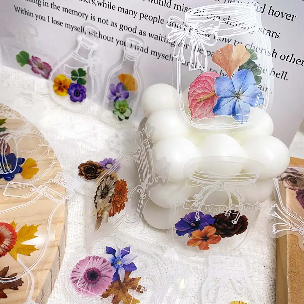 Transparent Bottled Dried Flower Stickers