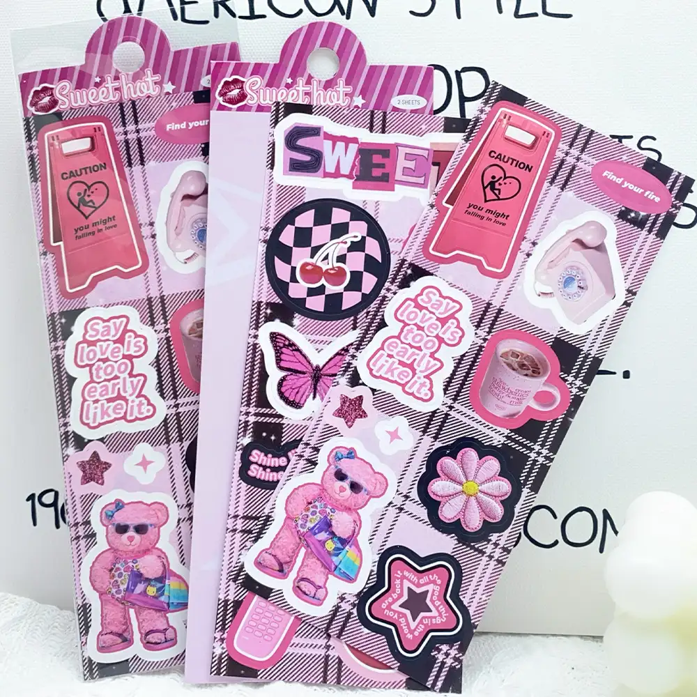 Y2K Sweetheart Girl Cartoon Stickers, 2-Sheet Pack