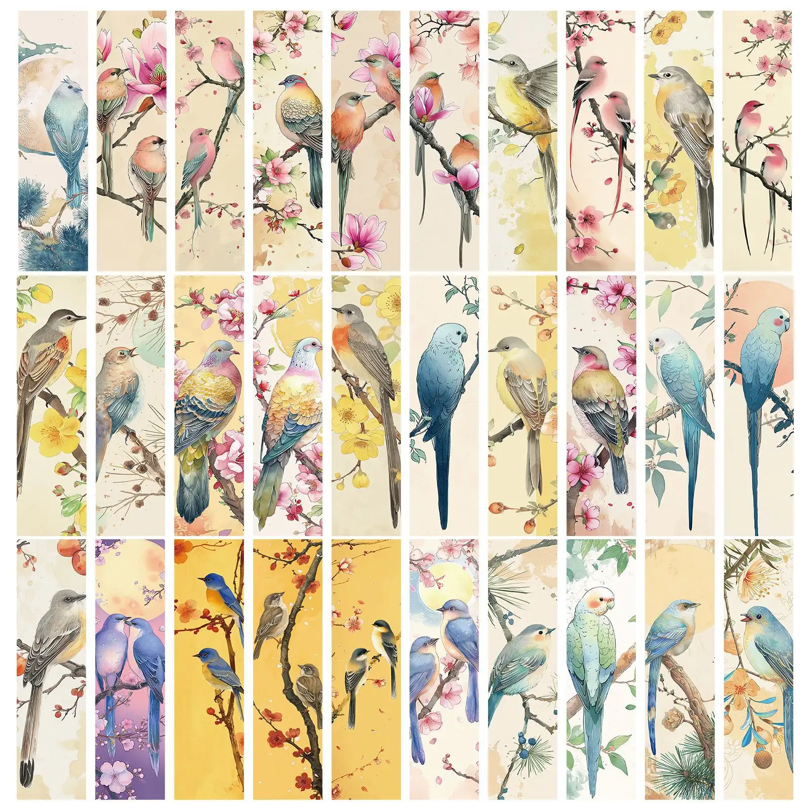 30 Cartoon Bird Bookmarks
