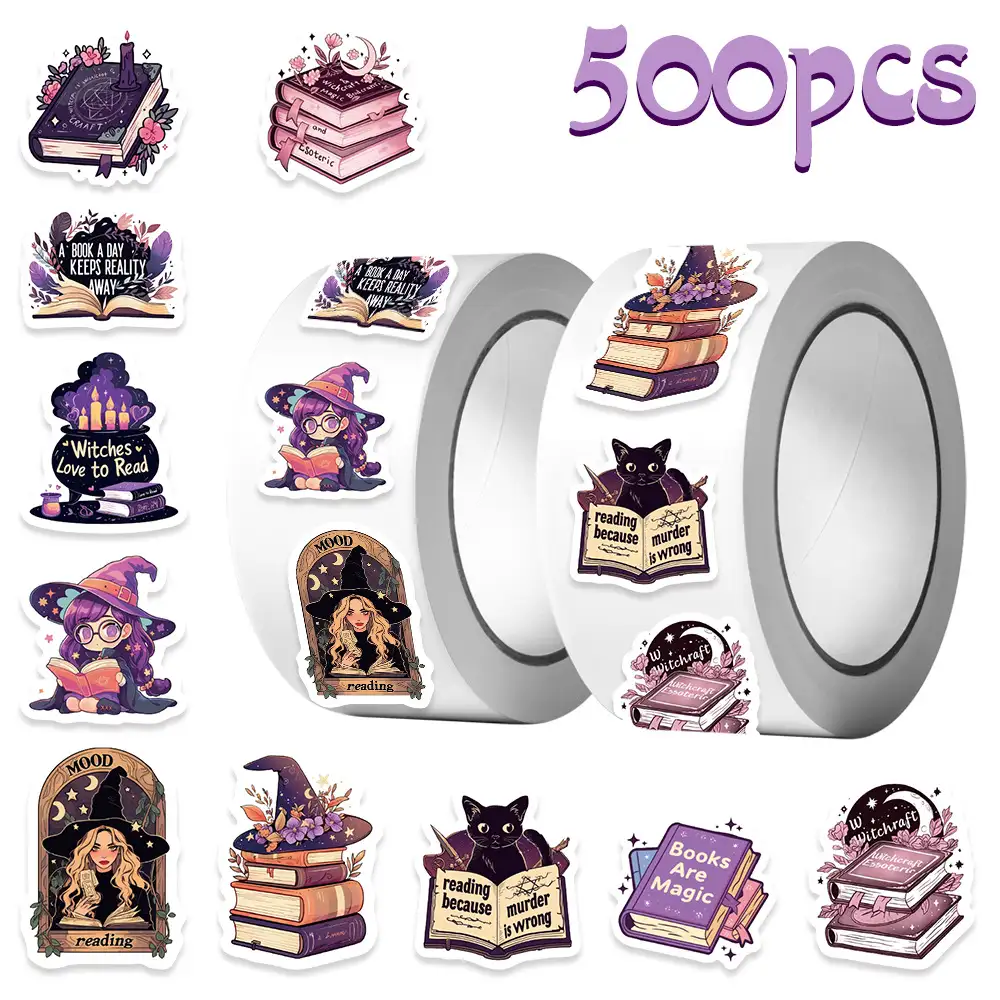 500-Sheet Bookish Sticker Roll for Laptops and DIY
