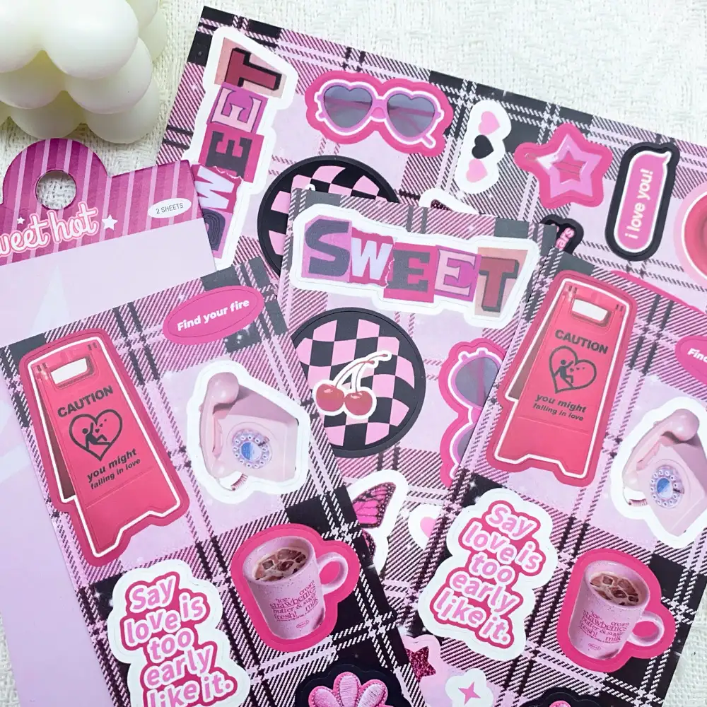 Y2K Sweetheart Girl Cartoon Stickers, 2-Sheet Pack