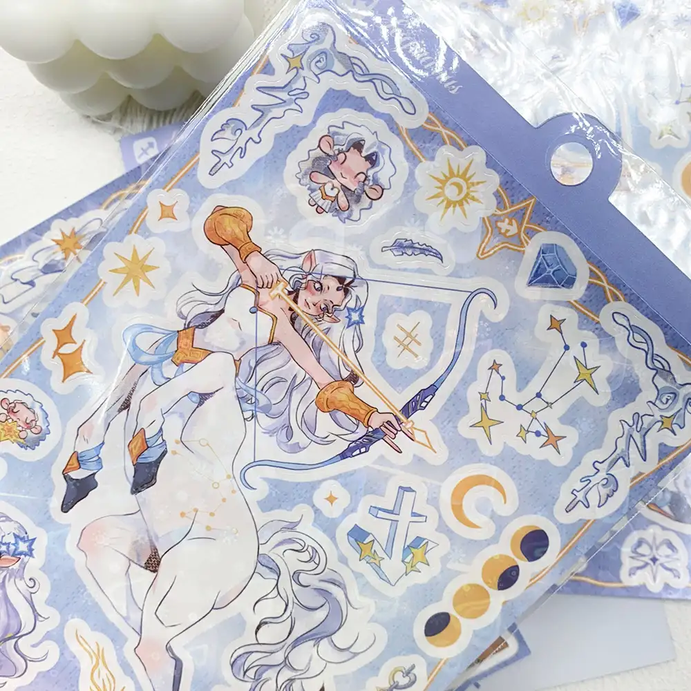 Sagittarius Zodiac Stickers, 2 Waterproof Sheets