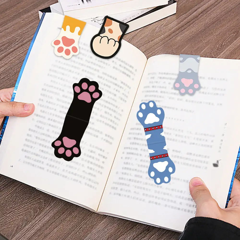 Cartoon Cat Paw Magnetic Bookmarks, 5-Pack