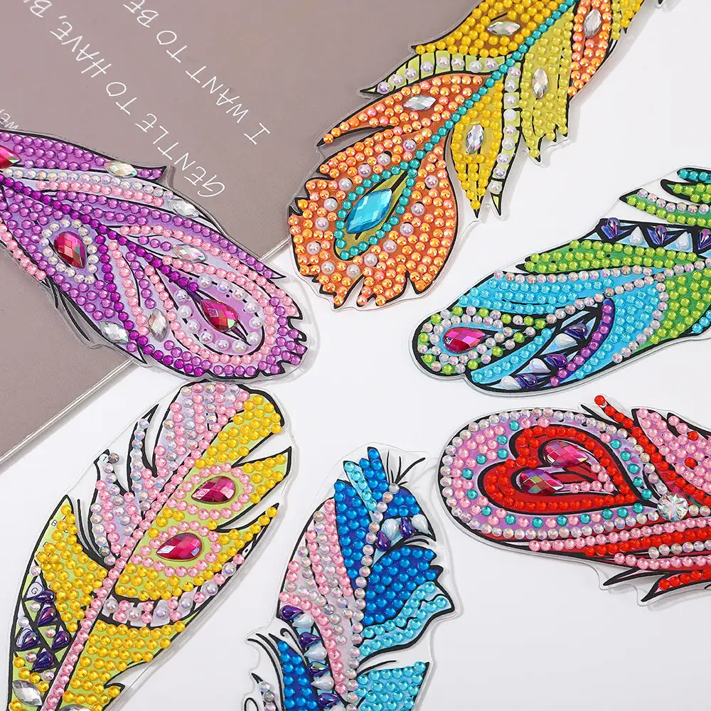 DIY Peacock Feather Diamond Painting Bookmark