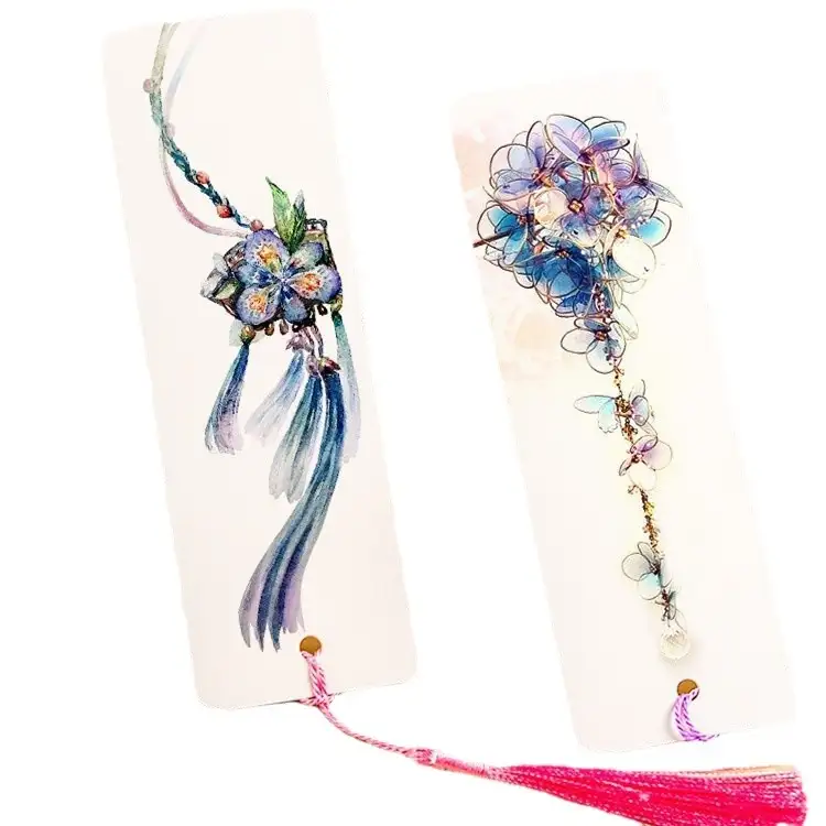 Blank Retro Watercolor Bookmark for DIY Crafts