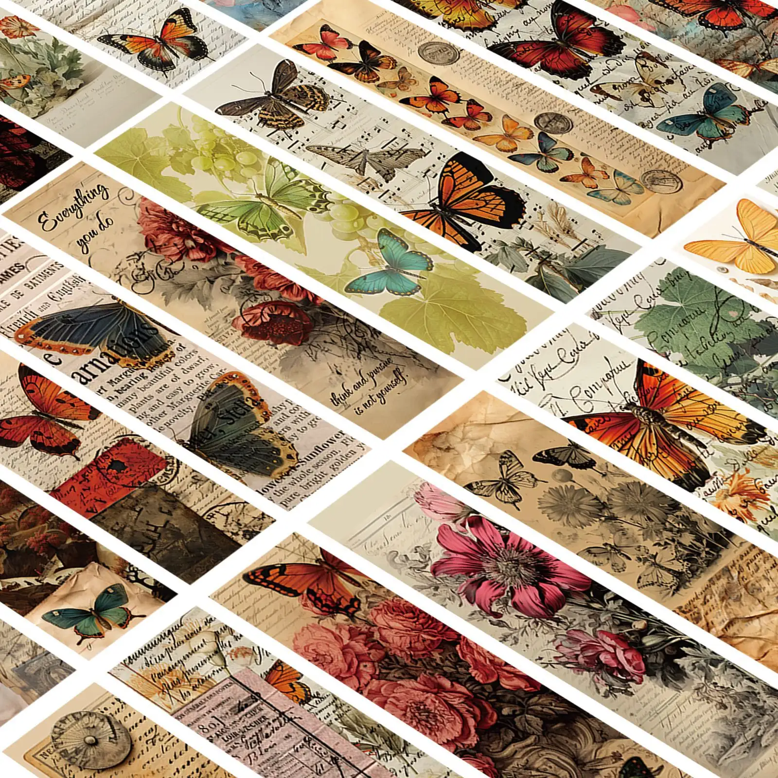 30 Retro Butterfly Bookmarks for Books and Notebooks