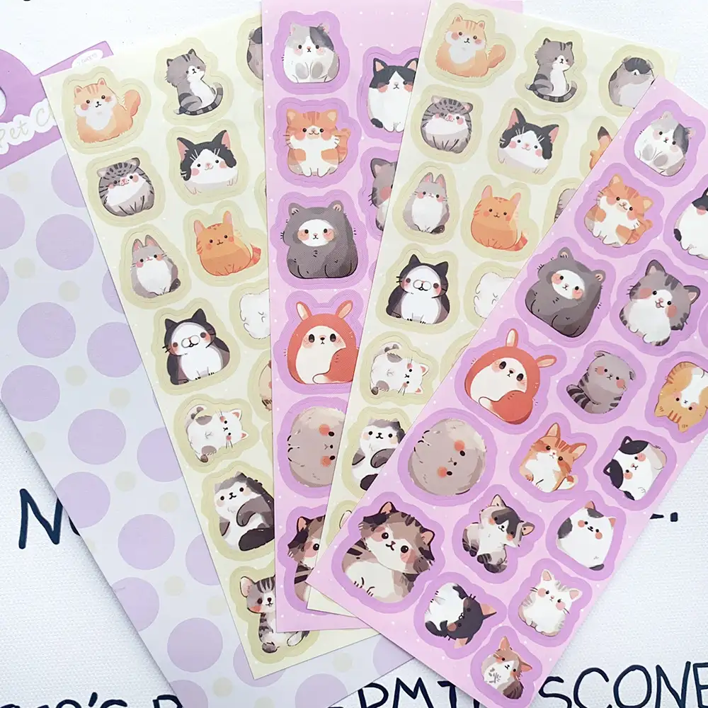 Cute Pet Club Waterproof PET Sticker Sheets, 2-Pack