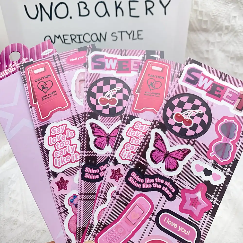 Y2K Sweetheart Girl Cartoon Stickers, 2-Sheet Pack